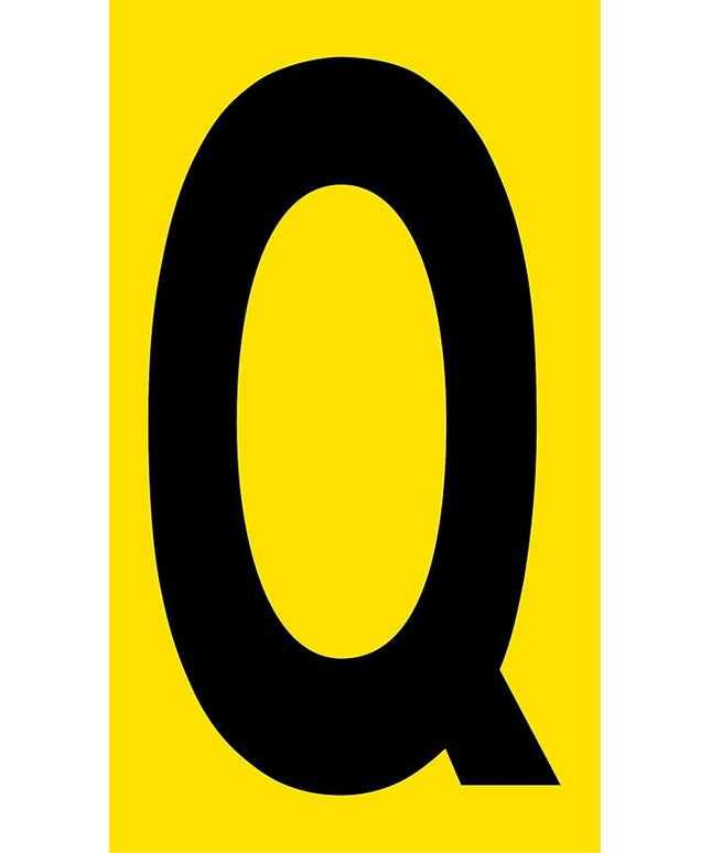 Mighty Line Q Letter Alphabet Die Cut Location Markers, Large Decal Stickers for Pallet and Machinery Marking, Heavy-Duty, Peel and Stick Adhesive, Industrial Quality, 6"x10", Pack of 10, Yellow