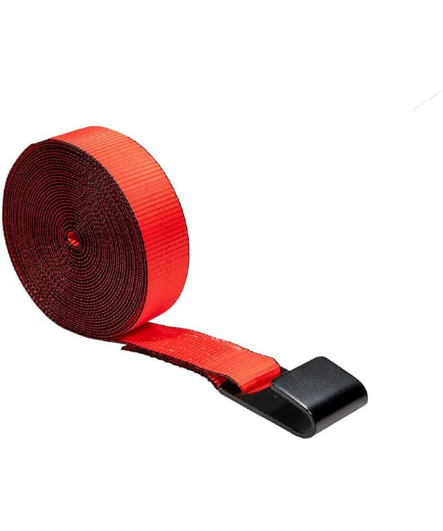 Mytee Products Winch Straps 2" x30' - Red Heavy Duty Tie Down w/Flat Hook WLL# 3,333 lbs - 2 Inch Cargo Control for Flatbed Truck Utility Trailer