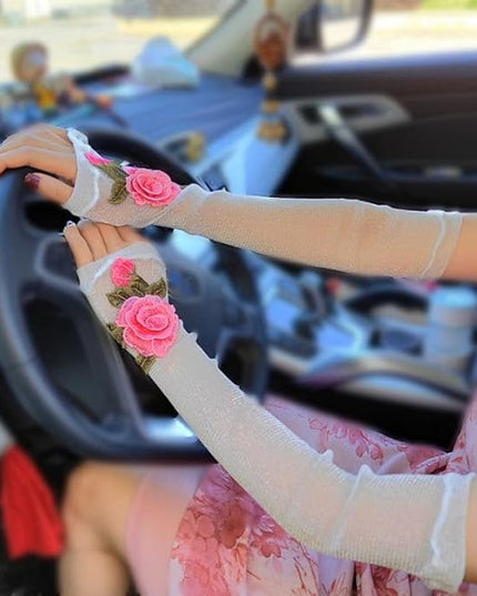 Specell Embroidered Flowers Lace Fingerless Gloves - for Bridal Wedding Cocktail Tea Party Evening Prom Costumes Cosplay
