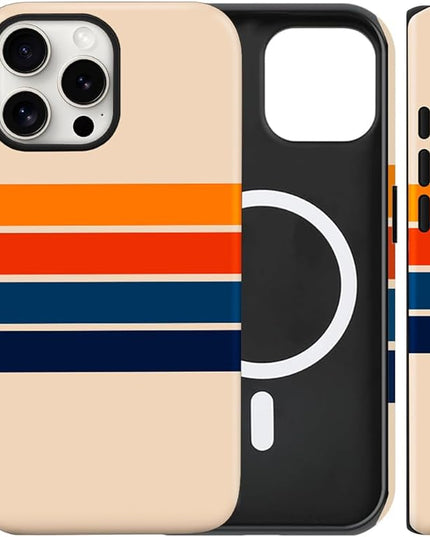 Magnetic for iPhone 11 Case Cute Stripes Phone Case, Shockproof Slim TPU and Hard PC Protective Phone Cover Compatible with MagSafe Designed for Women Girls,Retro