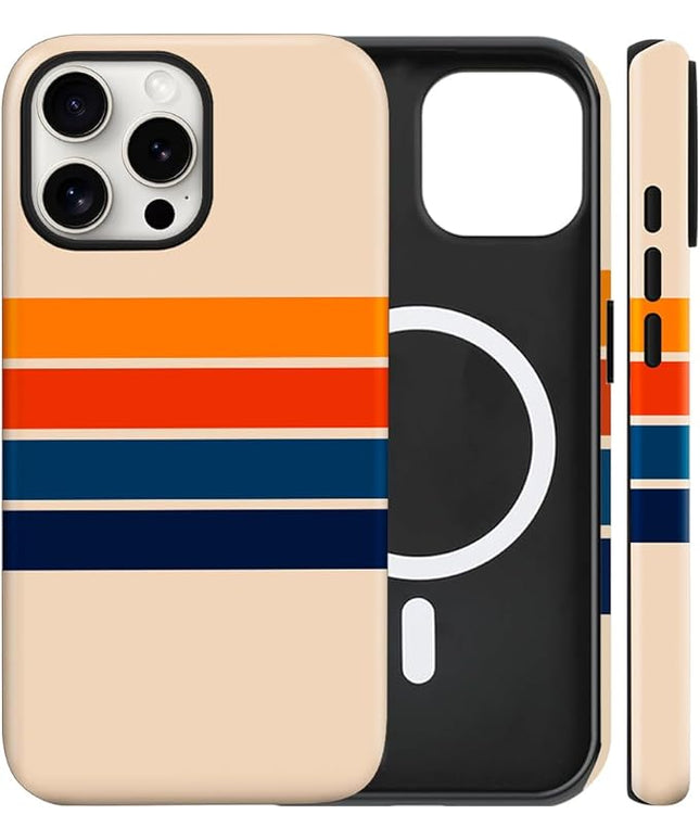 Magnetic for iPhone 14 Pro Max Case Cute Stripes Phone Case, Shockproof Slim TPU and Hard PC Protective Phone Cover Compatible with MagSafe Designed for Women Girls,