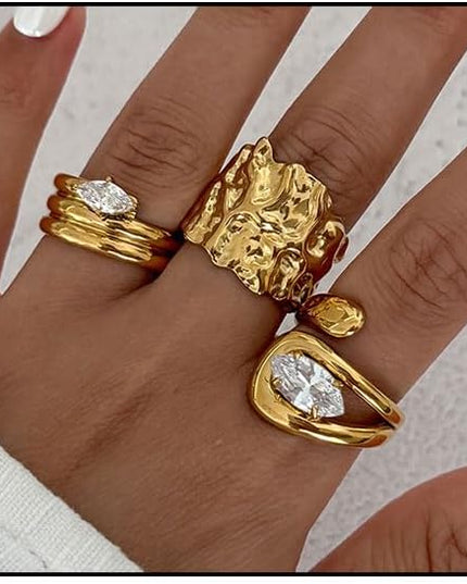 Rings for Women Adjustable Chunky Rings Set Vintage Wide Colorful Flower Stackable Ring for Women Thick Statement Ring Chunky Jewlery