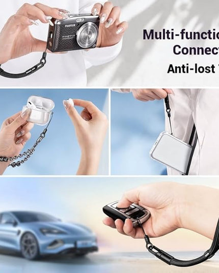 Phone Tether Tab & Cell Phone Charms Split Ring Strap 360° Swivel Clip Ultra Thin Stainless Steel Universal Lanyard Patch Cords DIY String for All Phone Cases Hanging USB Drive Keychain Accessories