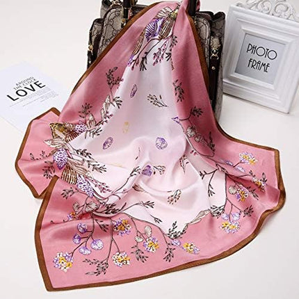 ANDANTINO 100% Real Mulberry Silk Scarf -21'' x 21''- Lightweight Neckerchief –Women Men Small Square Digital Printed Scarves
