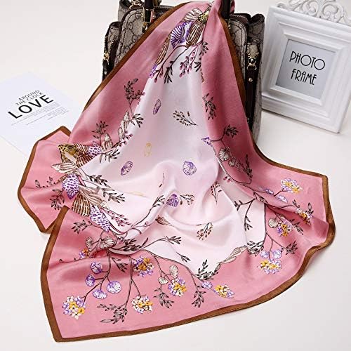 ANDANTINO 100% Real Mulberry Silk Scarf -21'' x 21''- Lightweight Neckerchief –Women Men Small Square Digital Printed Scarves