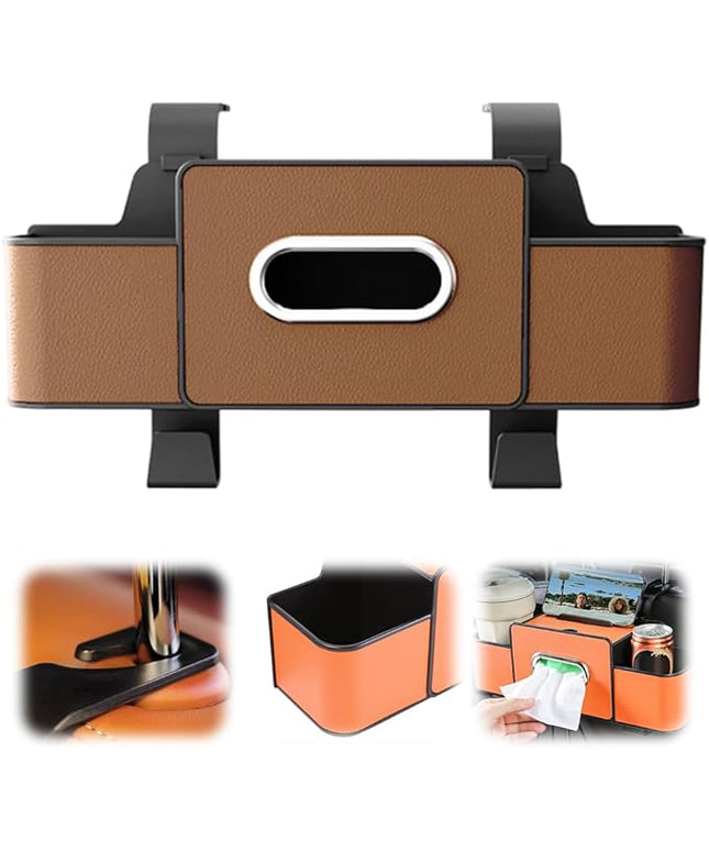 3-in-1 Car Backseat Organizer, 2025 New Car Window Storage Tray, Multifunctional back seat organizer, Universal car seat organizer for SUV and sedan, Vehicle seat organizer (Brown)