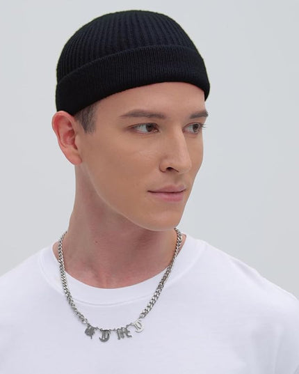 ROYBENS Thin Swag Wool Short Fisherman Beanie for Men Women, Knit Cuff Trawler Beanie Watch Hat, Soft Spring Fall Skull Cap