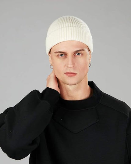 ROYBENS 4 Pack Wool Fisherman Beanies for Men, Knit Short Watch Cap Winter Warm Hats