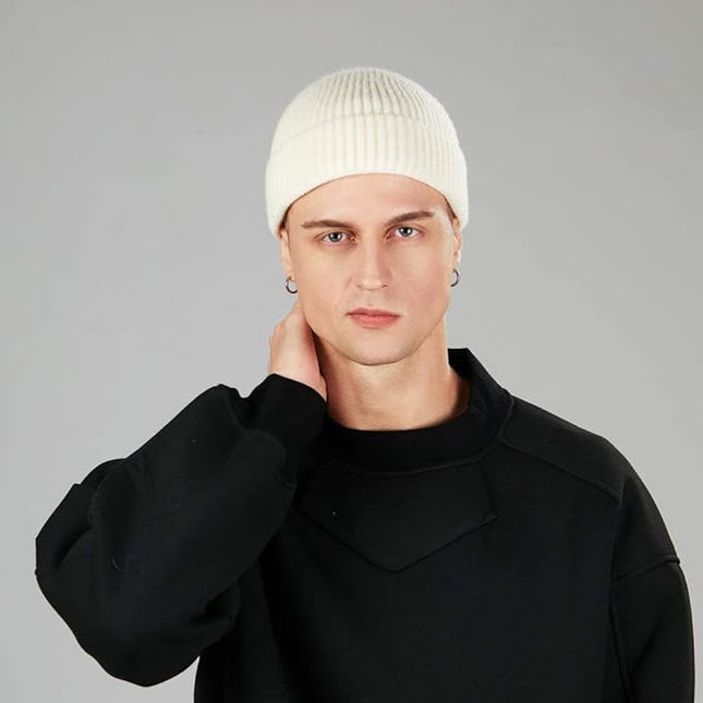 ROYBENS 4 Pack Wool Fisherman Beanies for Men, Knit Short Watch Cap Winter Warm Hats