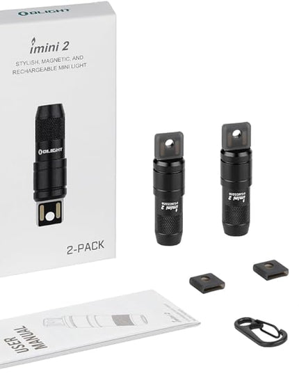 OLIGHT 2 Pack IMINI 2 EDC Rechargeable Keychain Flashlight, 50 Lumens Compact and Portable Mini LED Keyring Lights with Built-in Battery Ideal for Everyday Carry and Emergencies