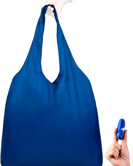 Nanobag Ultralight Heavy Duty Foldable Tote for Women & Men, Reusable Grocery & Travel Bag, Packable Collapsible Compact Market Essential (XL Navy)