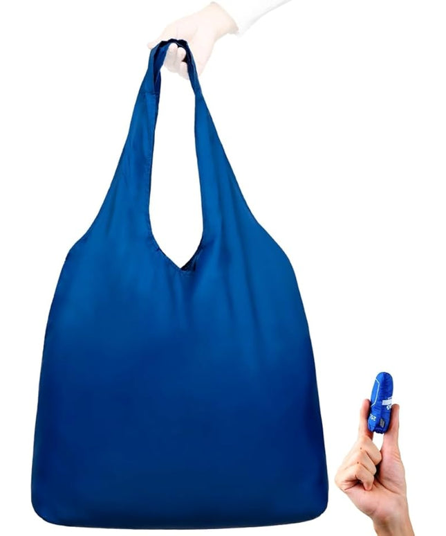 Nanobag Ultralight Heavy Duty Foldable Tote for Women & Men, Reusable Grocery & Travel Bag, Packable Collapsible Compact Market Essential (XL Navy)