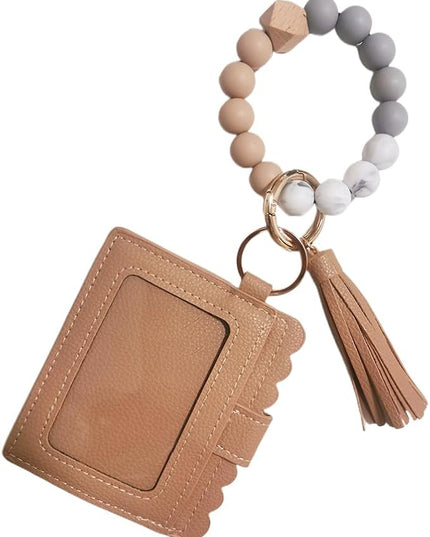 Wristlet Keychain for Women Silicone Key Ring Bracelet Wristlet Wallet Bracelet Keychain Card Holder Keyring