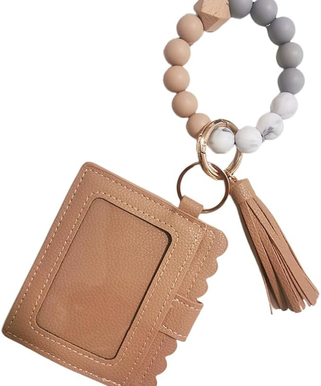 Wristlet Keychain for Women Silicone Key Ring Bracelet Wristlet Wallet Bracelet Keychain Card Holder Keyring