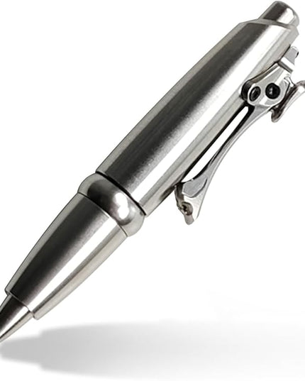 Dr. Metalleung Heavy Duty Pocket Bolt Action Pen – Retractable Stainless Steel Ballpoint Pen Clip, Refillable Ink Cartridge, Perfect for Smooth Office Writing, Everyday Carry (EDC), and Gifts