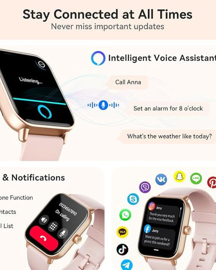 Smart Watch for Women Android & iPhone, Alexa Built-in, IP68 Waterproof Activity Fitness Tracker with Bluetooth Call (Answer/Make), 1.8" Smartwatch with Heart Rate/SpO2/Sleep Monitor, 100+ Sports Mode
