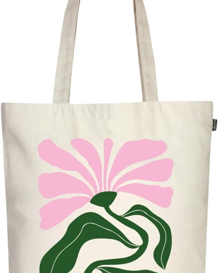 Ecoright Tote Bag for Women with Zipper, Small Tote Bag, Canvas Bag, Reusable Cotton Bag for Beach, Grocery, School & Work