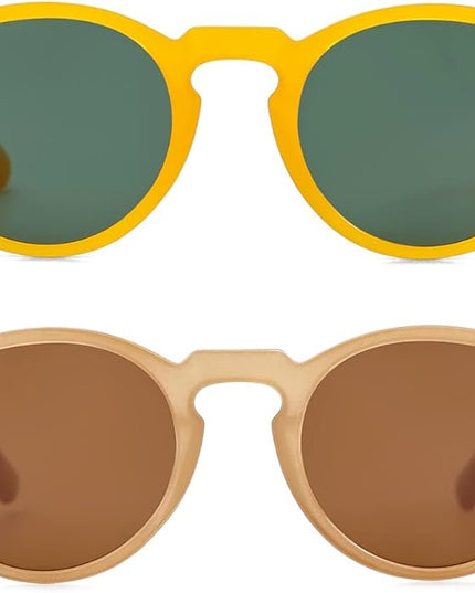 Gleyemor Vintage Polarized Sunglasses for Men Round Sunglasses UV400 Protection Retro Hand-crafted Acetate Frame
