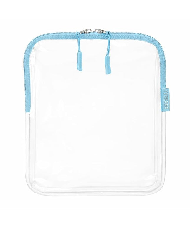 BORSALI TSA Approved Toiletry Bag - Clear Quart Size for 3-1-1 Carry On Travel - Makeup Organizer Cosmetic Pouch with Zipper - Travel Accessories - Light Blue