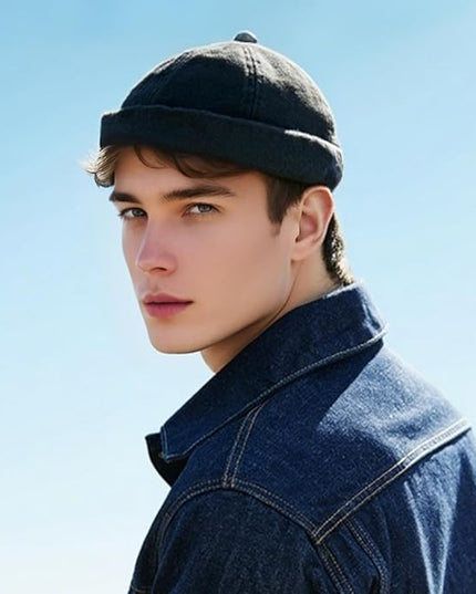 Brimless Hat for Men Women Docker Cap Vintage Sailor Beanie Cap