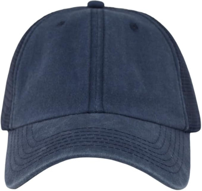 Vintage Washed Soft Crown Baseball Cap Plain Snapback Trucker Hat Men Women Adjustable Distressed Mesh-Back Ball Cap