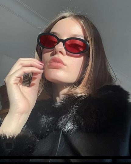 90s Sunglasses for Women Men Retro Small Oval Sunglasses
