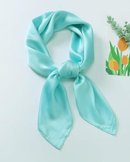 CHUNG Women's Square Satin Scarf 27.5" Bandanas Solid 50s Retro Neck Scarves Emulation Silk Handbag Hair Ribbons Necktie