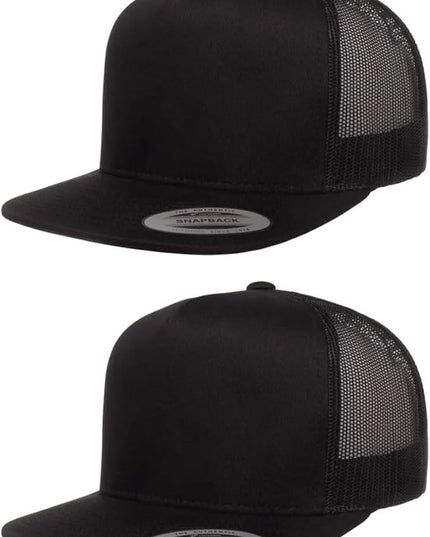 Yupoong 5-Panel YP Classic Trucker Cap | High Profile Flat Visor Snapback | OSFM | Bulk Packs Available