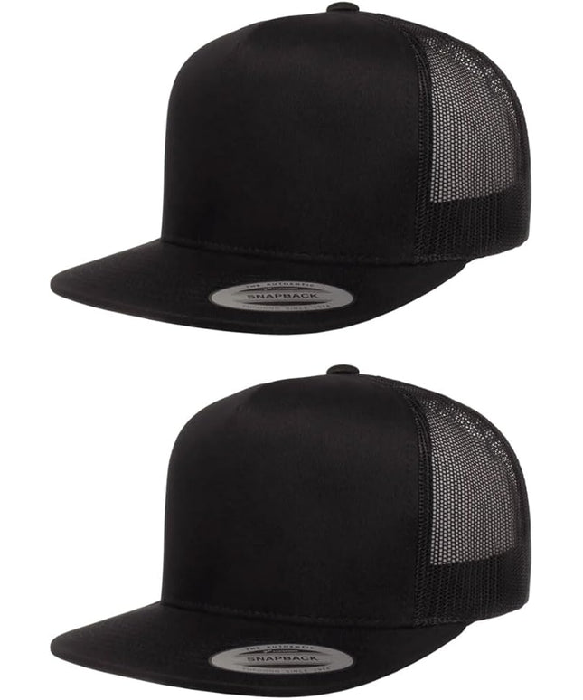 Yupoong 5-Panel YP Classic Trucker Cap | High Profile Flat Visor Snapback | OSFM | Bulk Packs Available