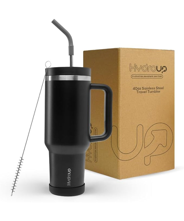 40oz Travel Tumbler Cup with Handle, Two-Way Slider Lid, Stainless Steel Straw with Silicone Tip, Vacuum Insulated Water Bottle for Hot & Cold Drinks, Great Gifts for Mom