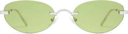 SOJOS Retro Small Oval Sunglasses Womens Trendy Rimless Sun Glasses Vintage Narrow Shades SJ1242