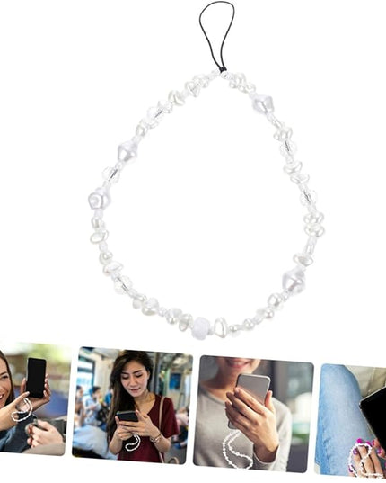 Bohemia Pearl Beaded Phone Strap Anti-lost Wrist Lanyard for Mobile Phones Lightweight Crystal Chain for Bags Backpacks Wallets and Keys
