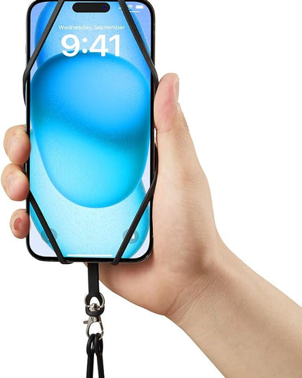 2 Packs Cell Phone Lanyard Crossbody Adjustable Neck Phone Holder with Card Pocket, Universal Silicone Neck Strap Phone Lanyards for Around the Neck Compatible with Most Smartphones