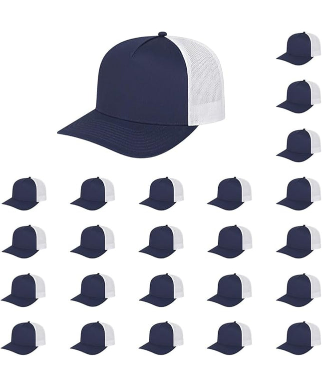 Cap America i3039 Classic 5 Panel Mid Profile Structured Trucker Mesh Back Cap w/ & Adjustable Snapback