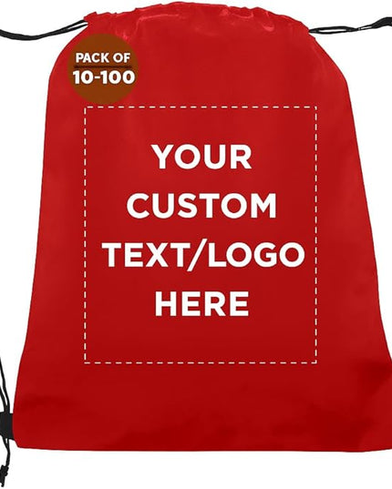DISCOUNT PROMOS Custom Non-Woven Drawstring Backpacks Set of 10/50/100, Personalized Bulk Pack