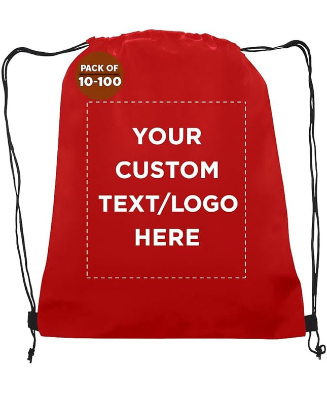 DISCOUNT PROMOS Custom Non-Woven Drawstring Backpacks Set of 10/50/100, Personalized Bulk Pack