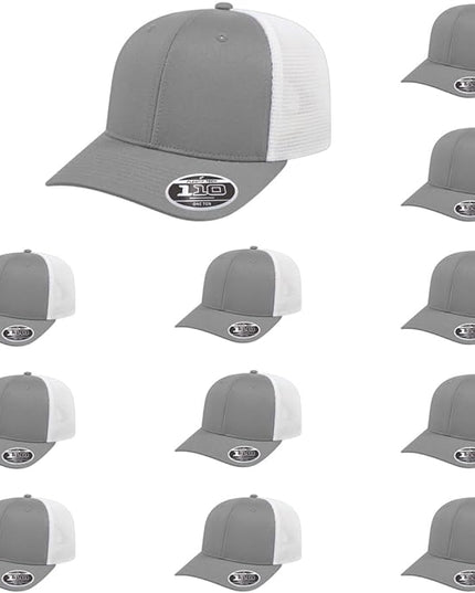 Cap America i8502 Flexfit 110 Premium Mid Profile 6-Panel Mesh Back Trucker Cap Hat w/UV Guard & Adjustable Snapback