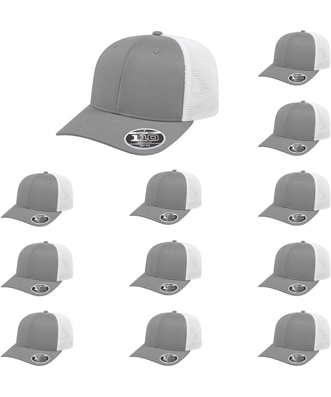 Cap America i8502 Flexfit 110 Premium Mid Profile 6-Panel Mesh Back Trucker Cap Hat w/UV Guard & Adjustable Snapback