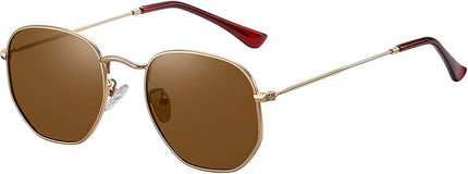MEETSUN Polarized Hexagon Sunglasses for Women Men Polygon Square Sun Glasses UV400 Protection Metal Frame