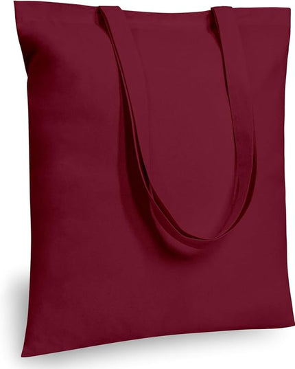 TOPDesign 24-Pack Economical 16"x15" Burgundy Cotton Tote Bags, Lightweight Medium Reusable Grocery Shopping Cloth Bags, Suitable for DIY, Advertising, Promotion, Gift, Activity