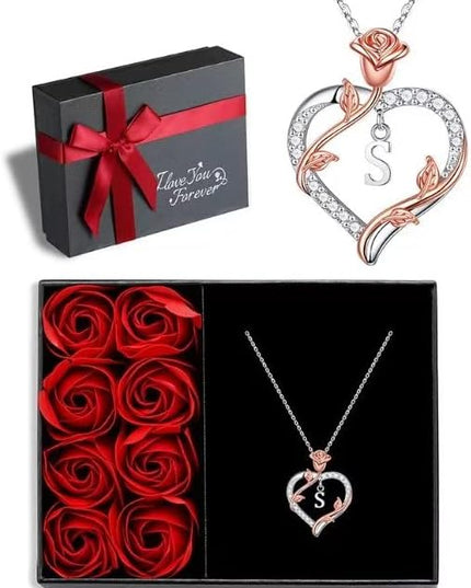 Iefil Christmas Gifts for Women Wife - 925 Sterling Silver Heart Initial Necklace, Anniversary Birthday Gifts for Women, Jewelry Gift for Wife Girlfriend Mom