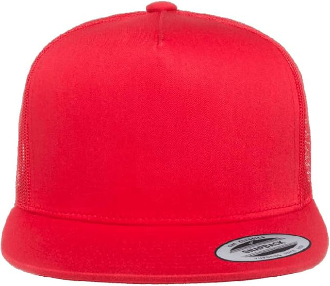 Yupoong 5-Panel YP Classic Trucker Cap | High Profile Flat Visor Snapback | OSFM | Bulk Packs Available