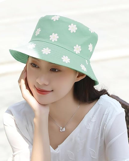 Malaxlx Unisex Bucket Hat Beach Sun Hat Aesthetic Fishing Hat for Men Women Teens, Reversible Double-Side-Wear