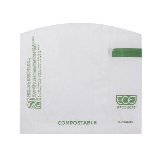 Eco-Products Renewable & Compostable Regular Dry Wax French Fry Bags, White Paper, Case of 1000 Bags, Made with Renewable Resources, ASTM Compliant, BPI-Certified