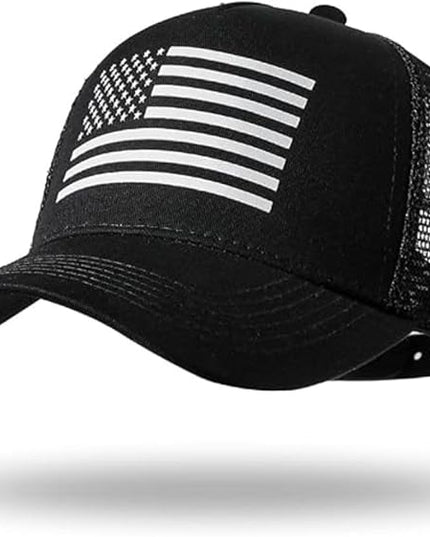 American Flag Trucker Hat - Snapback Hat, Baseball Cap for Men Women - Breathable Mesh Side, Adjustable Fit - for Casual Wear