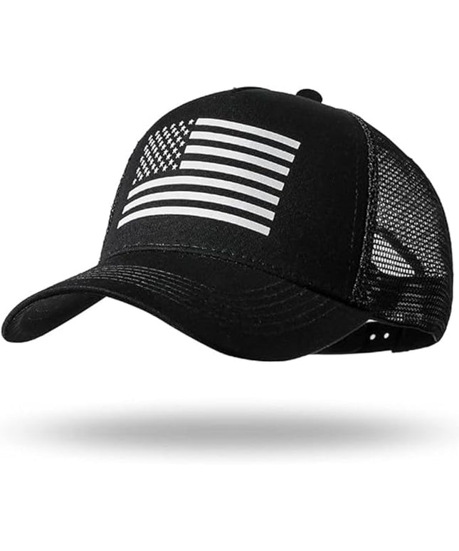 American Flag Trucker Hat - Snapback Hat, Baseball Cap for Men Women - Breathable Mesh Side, Adjustable Fit - for Casual Wear