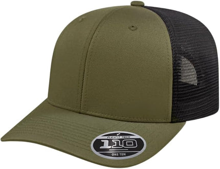 Cap America i8502 Flexfit 110 Premium Mid Profile 6-Panel Mesh Back Trucker Cap Hat w/UV Guard & Adjustable Snapback