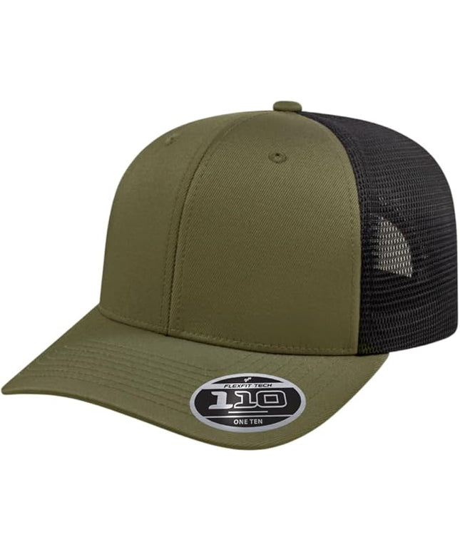 Cap America i8502 Flexfit 110 Premium Mid Profile 6-Panel Mesh Back Trucker Cap Hat w/UV Guard & Adjustable Snapback