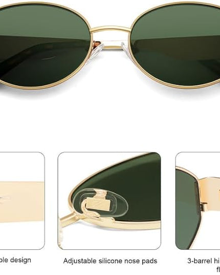 SOJOS Retro Oval Sunglasses for Women Trendy Classic Shades UV400 Protection SJ1256