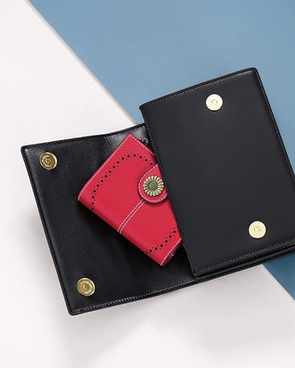 SENDEFN Small Womens Wallet Leather Bifold Card Holder RFID Blocking with Zipper Coin Pocket